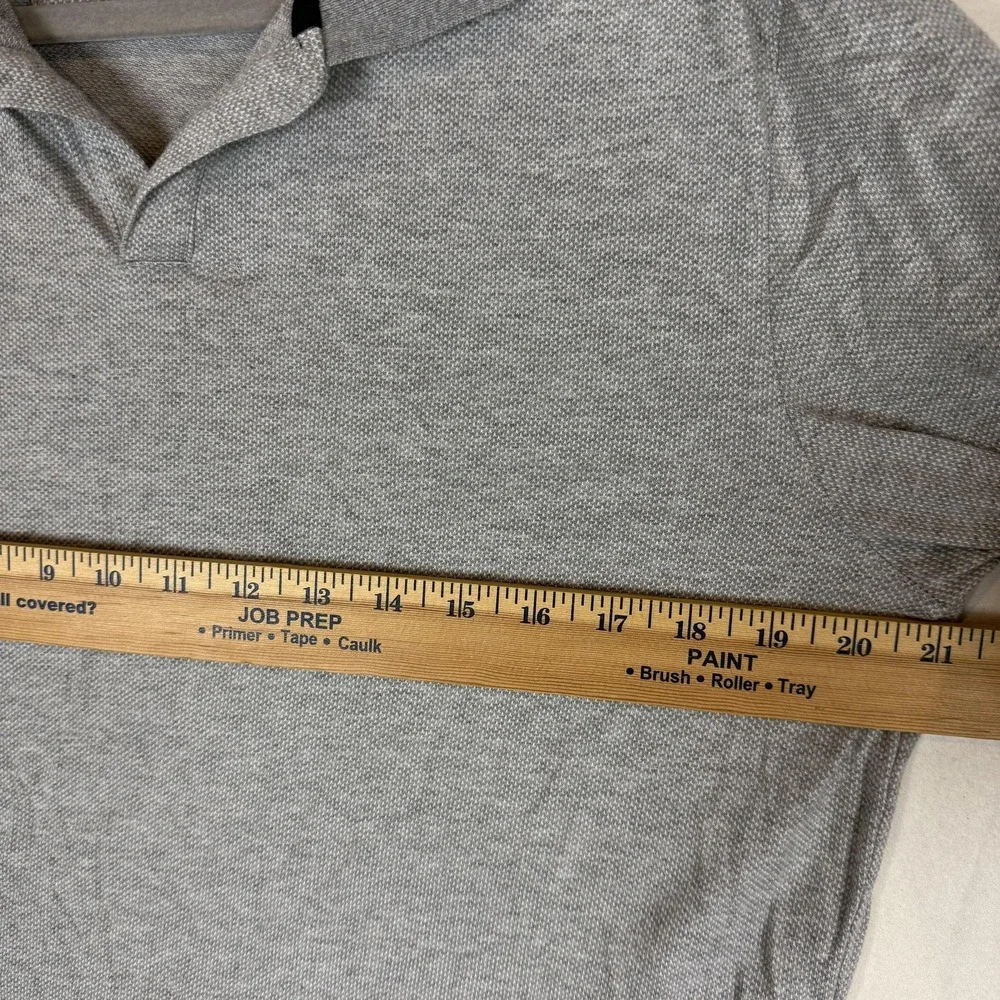 Banana Republic Polo Shirt Mens Large Gray‎ Solid Short Sleeve 100% Cotton Knit